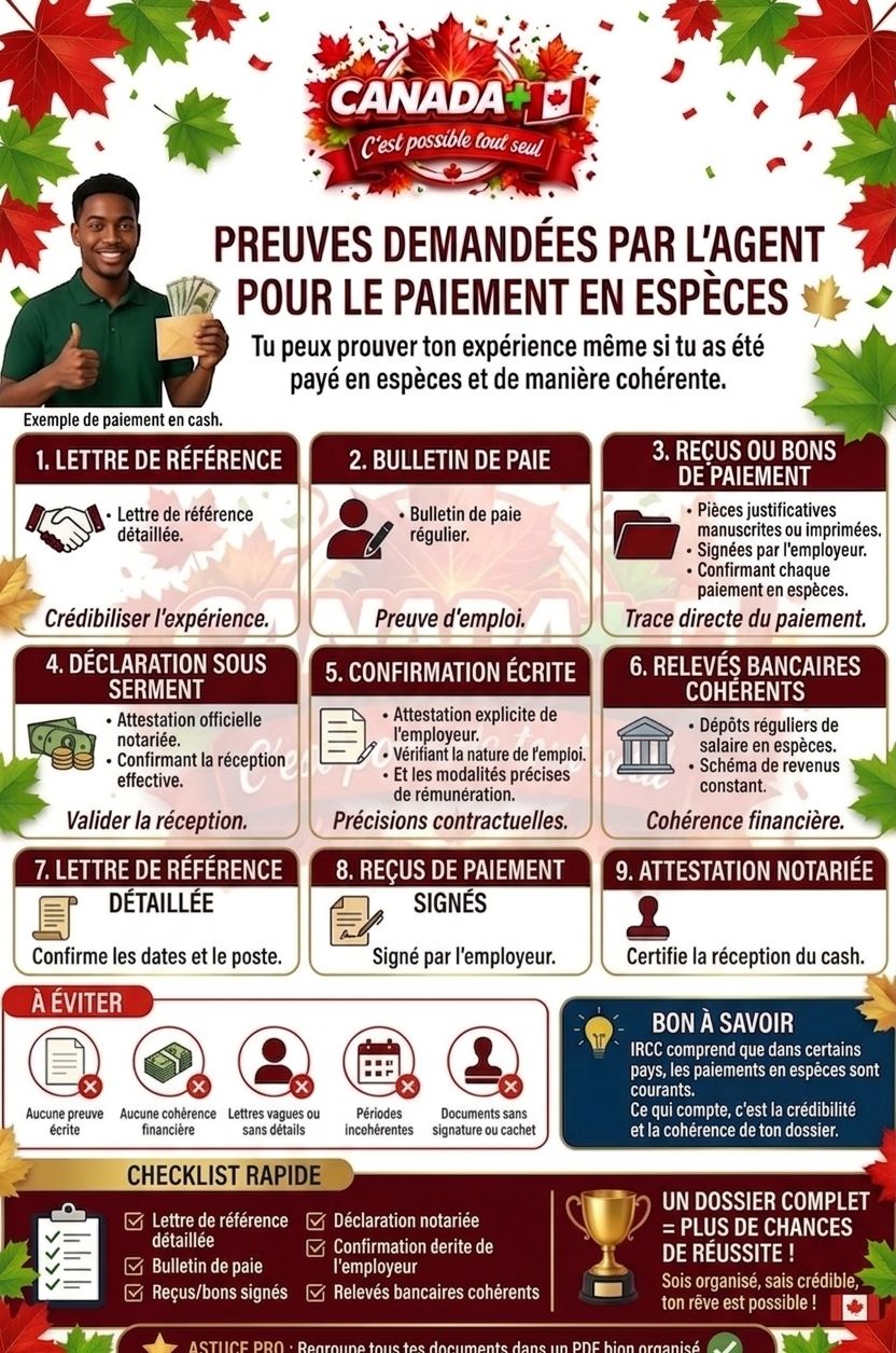 Couverture — Preuves pour le paiement en espèces