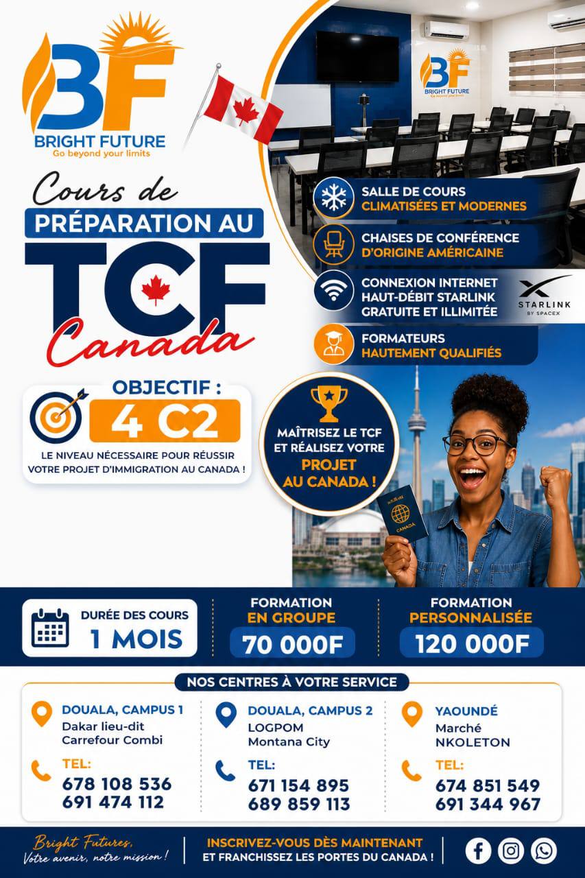 Flyer Bright Future SARL — Préparation TCF Canada